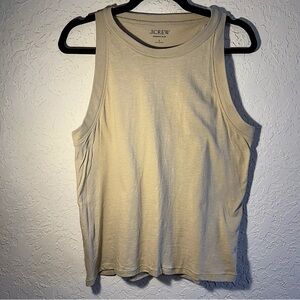 J.Crew Women's Large Organic Slub Cotton Round Neck Tank Top Light Khaki